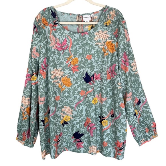 Junarose Floral Print Shirring Detail Sikira Long Sleeve Blouse Top NWT - Picture 4 of 11